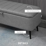 HOMCOM Sitzbank mit Stauraum Polsterbank mit Leinenoptik, Sitztruhe mit Stahlbeine 102 x 40 x 44 cm – Produktabbildung 6