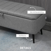 HOMCOM Sitzbank mit Stauraum Polsterbank mit Leinenoptik, Sitztruhe mit Stahlbeine 102 x 40 x 44 cm – Produktabbildung 6