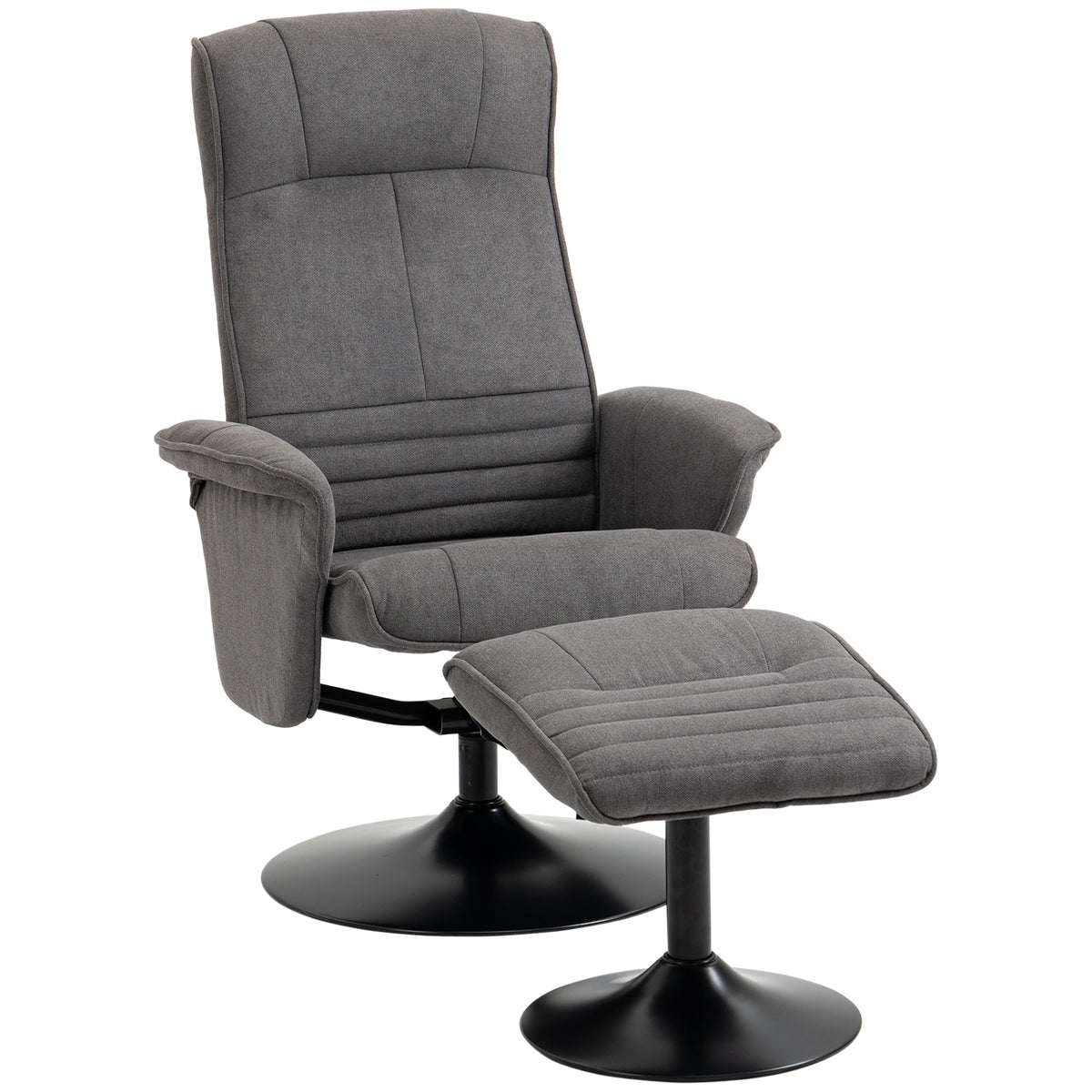 Recliner chair with footstool, adjustable backrest, 69 cm x 71 cm x 104 cm, dark gray + black