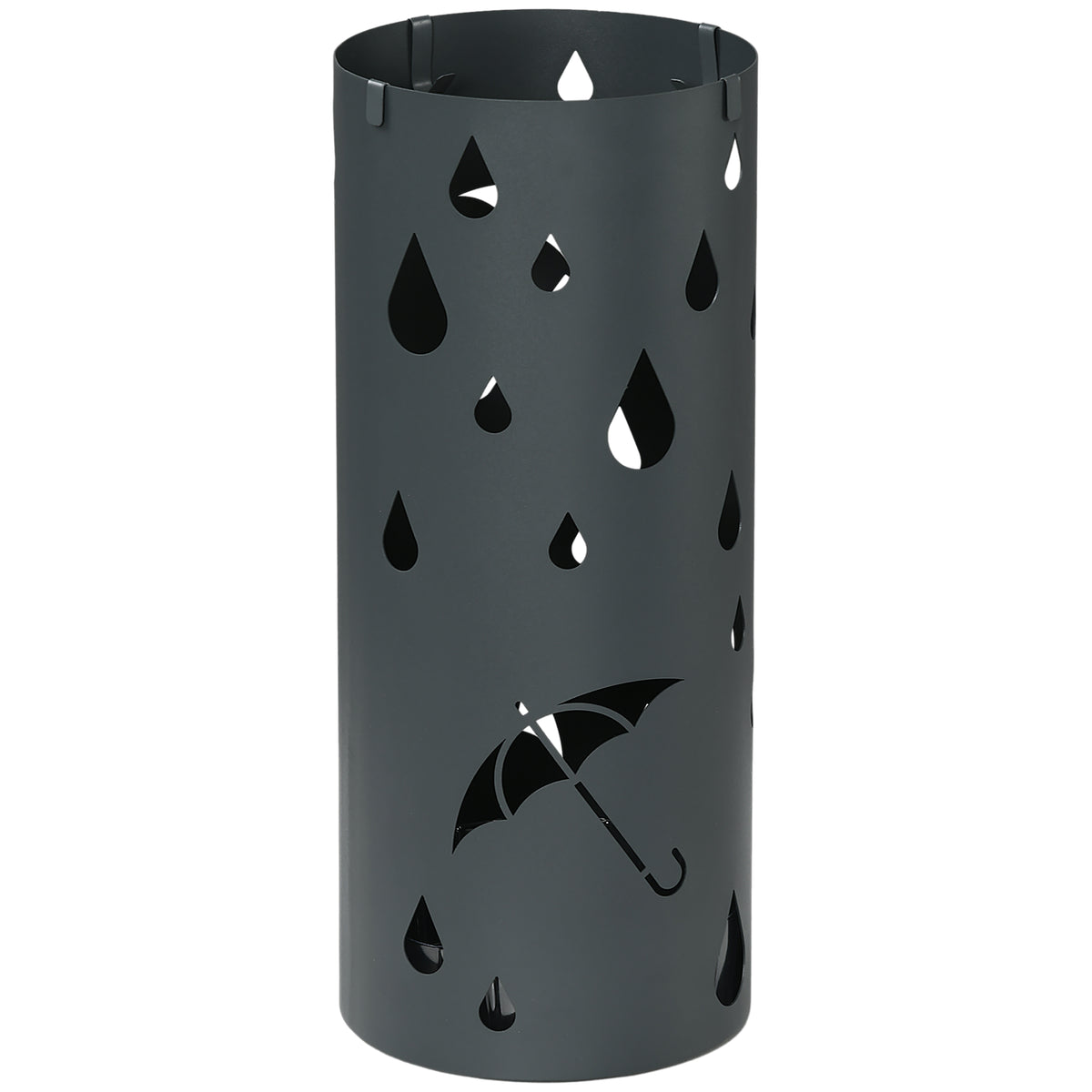 HOMCOM Schirmständer, Stahl, Säulenform, Herausnehmbares Bodenfach, Ø17 x 41H cm, Grau