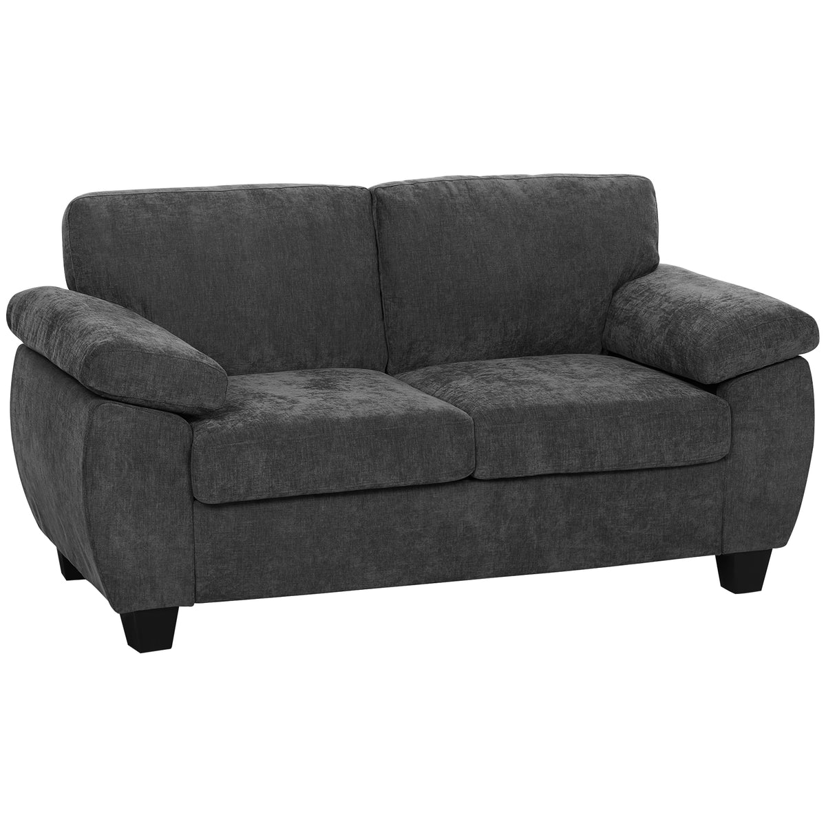 HOMCOM 2-Sitzer-Sofa, 156 cm Chenille-Sofa mit dicken Federkernpolstern, breiten gepolsterten Armlehnen, 300