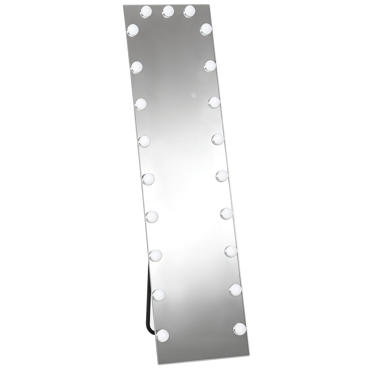 HOMCOM Ganzkörperspiegel 150x40 cm RGB-LED Standspiegel mit 21 Glühbirnen 7 Lichtfarbe Touch-Schalter