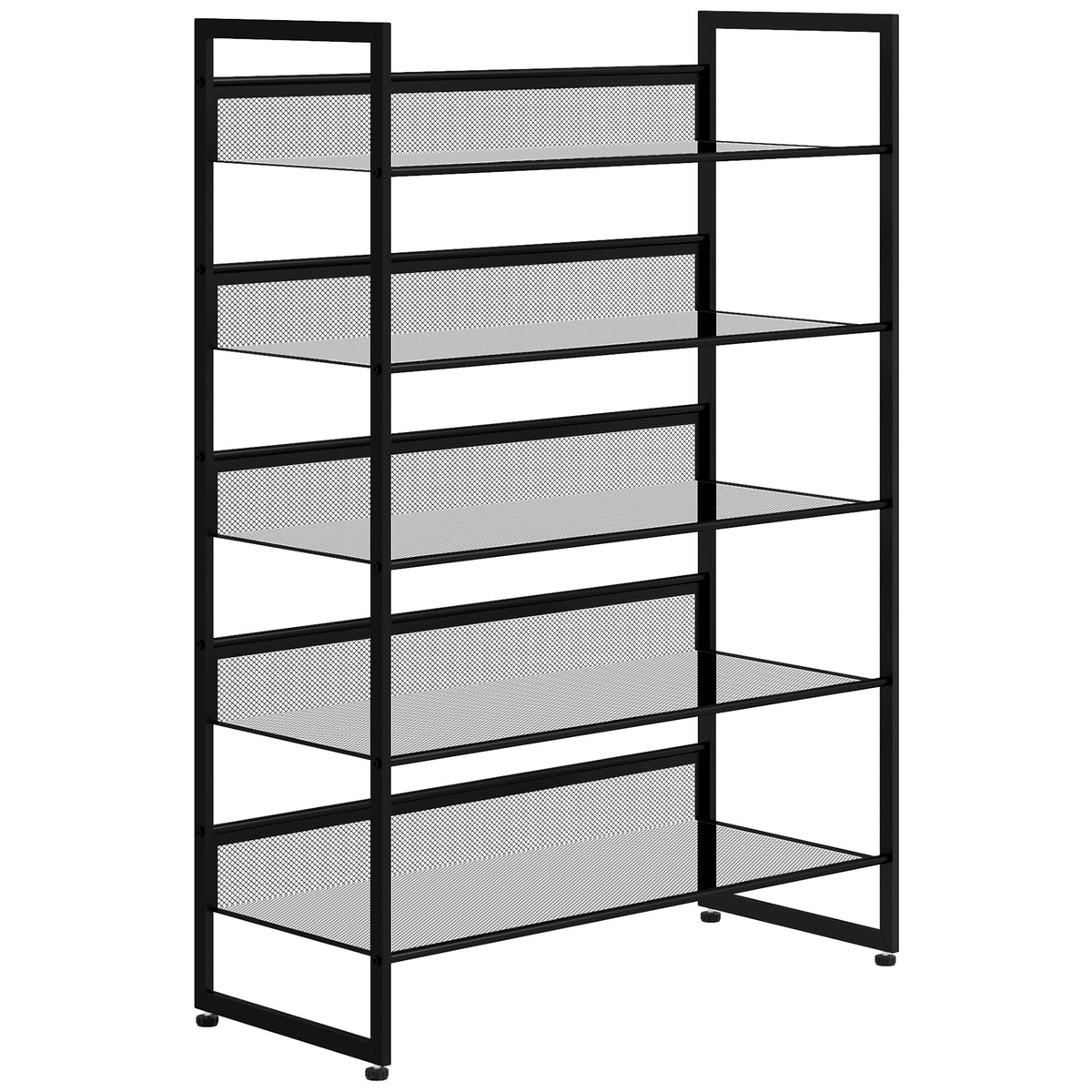 Shoe rack, shoe shelf, shoe stand, 5 shelves, 72 cm x 30 cm x 102 cm, black