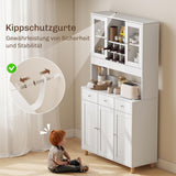 HOMCOM 180 cm Küchenschrank, 2 Glastüren, 3 Schubladen, 4 verstellbare Regale, Esszimmerschrank – Produktabbildung 6