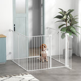 PawHut Welpenauslauf, modulares Design, klappbar, Stahlrahmen, für Innen, weiß, 90 x 123 x 102cm – Produktabbildung 2