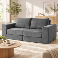 HOMCOM Schlafsofa 4-in-1 Schlaffunktion ausziehbar Klappsofa Kissen 2 Sitzer Grau – Produktabbildung 8