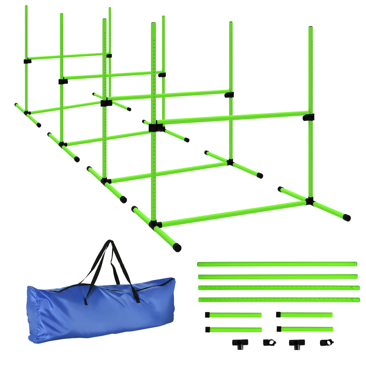 PawHut Agility Set Hunde 4-teiliges höhenverstellbar Agility-Ausrüstung mit 4 Hürden Tragetasche 99 x 65 x 94