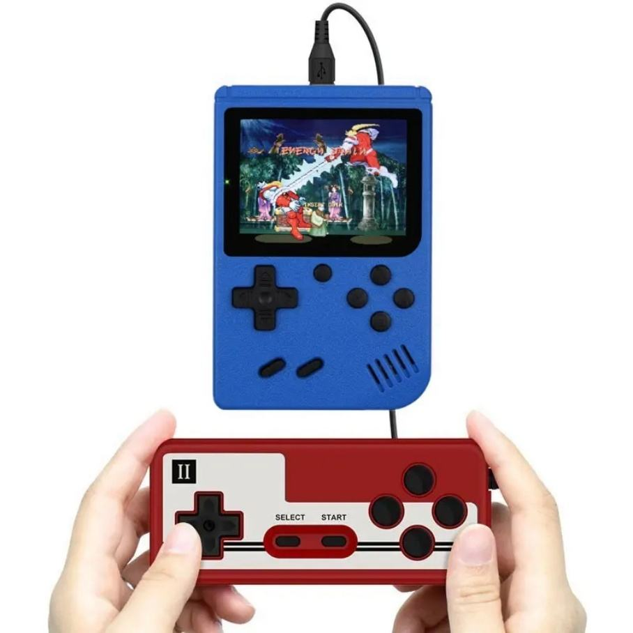 Mini-Handheld-Konsole SUP mit 400 Spielen – blau (für zwei Spieler)