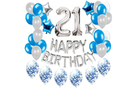 Ballon-Set zum 21. Geburtstag – silber – blau