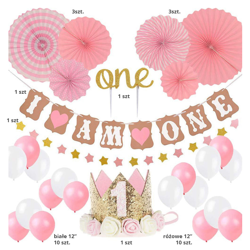 Ein Set Geburtstagsballons für ein Mädchen – rosa – Produktabbildung 2