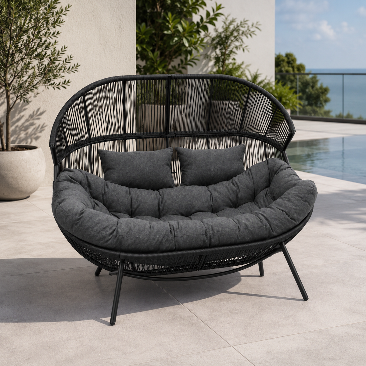 Modernes Gartensofa / Doppelter Kuschelsessel in Kokonform – Eleganz und Komfort in Ihrem Garten – Produktabbildung 5
