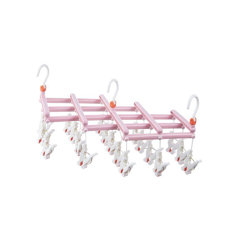 Praktischer klappbarer Kleiderbügel mit Clips, 19 Clips, pink