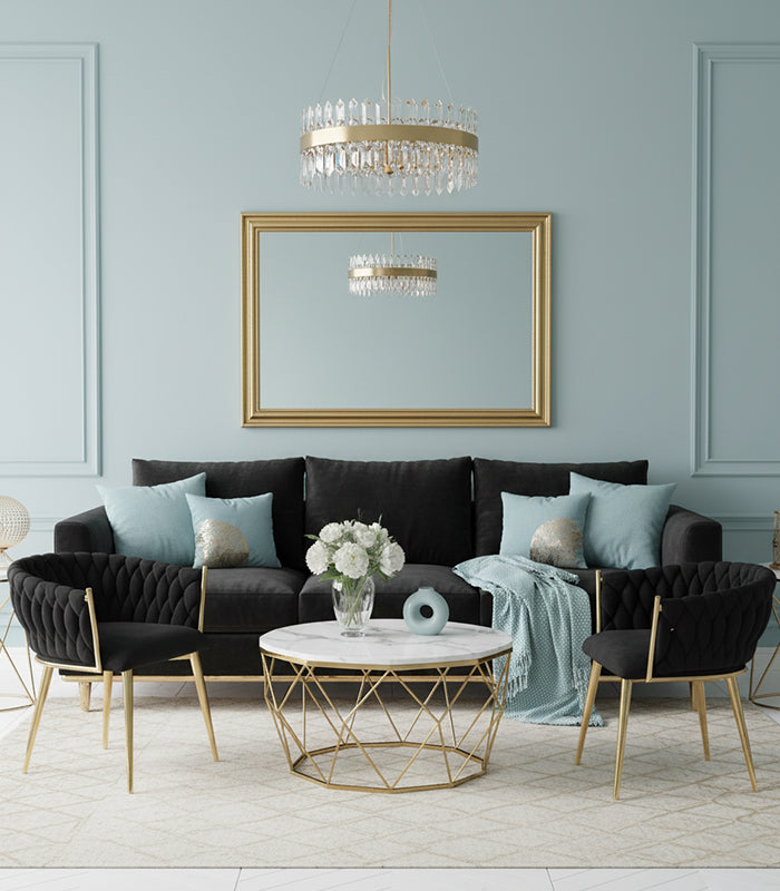 Samtstuhl GLAMOUR – goldene Beine, modernes Schwarz – Produktabbildung 8