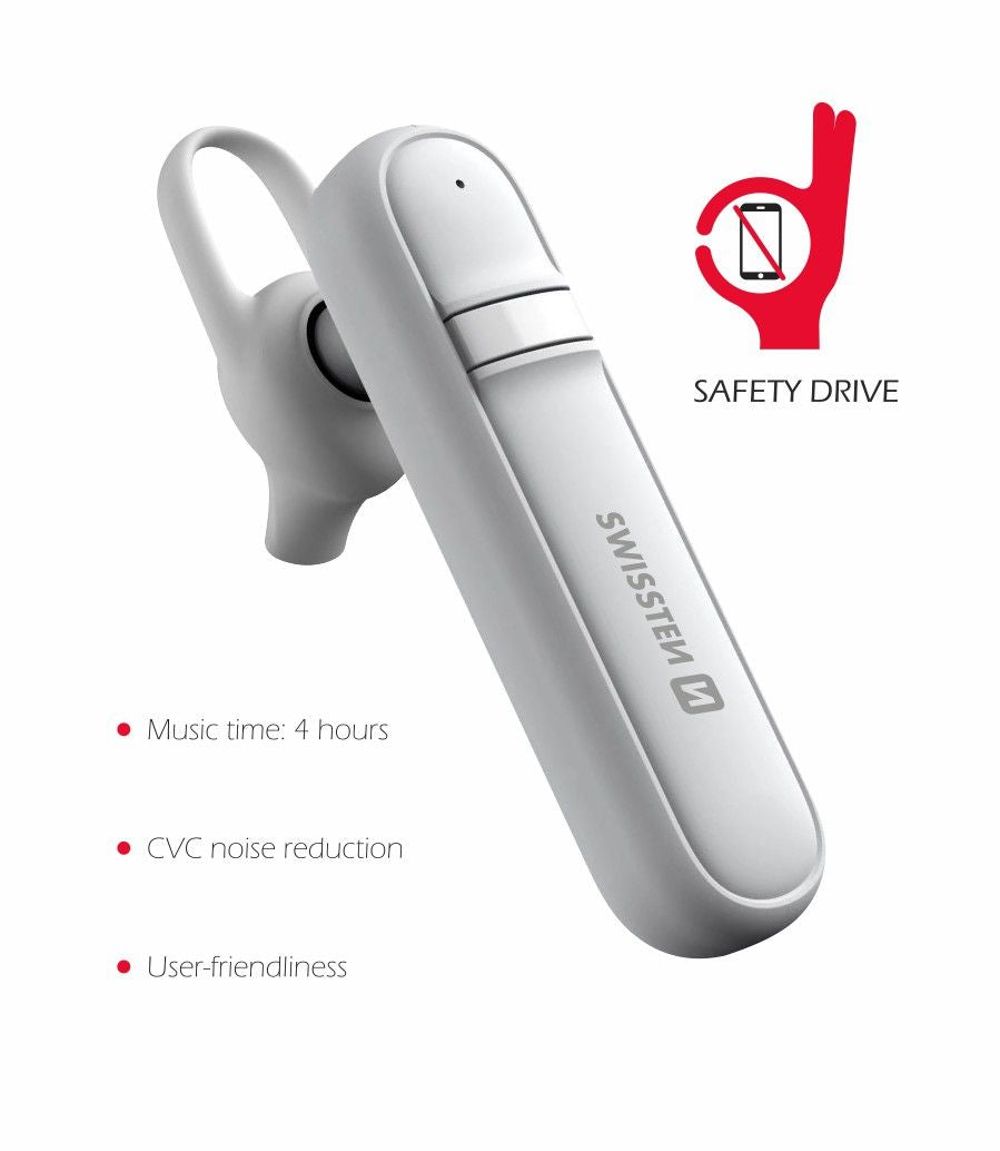 Bluetooth-Headset Swissten Caller – weiß – Produktabbildung 3