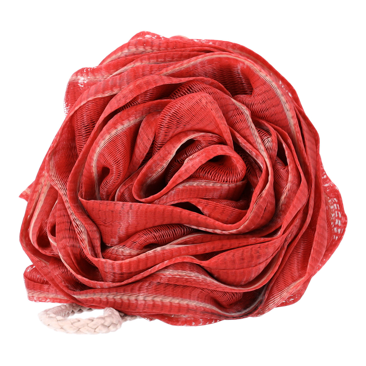 Waschlappen, rosenförmiger Badeschwamm – rot – Produktabbildung 2