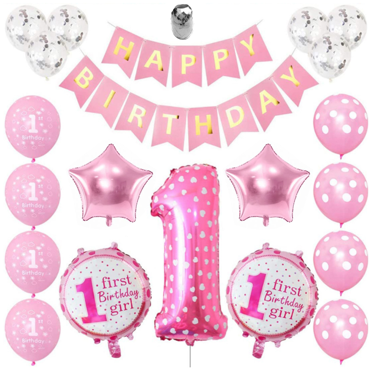 Ein Set Geburtstagsballons für ein Mädchen – rosa