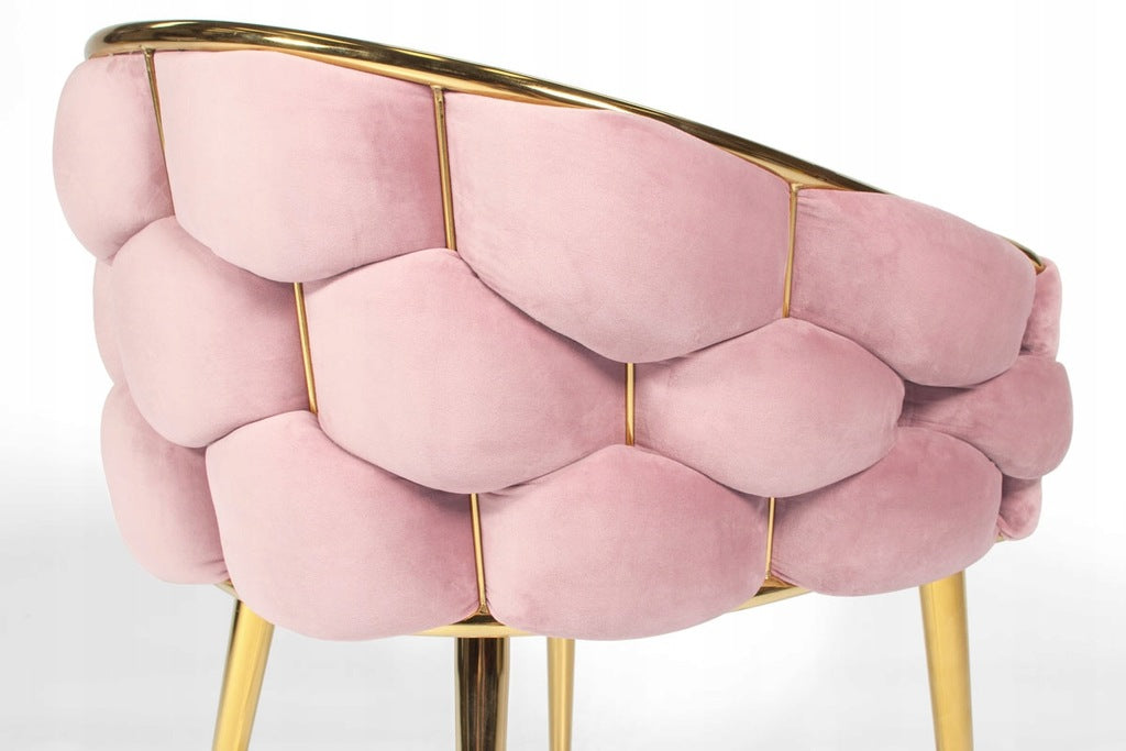Balloon Velvet Chair, Pink – goldfarbene Glamour-Beine, Schalensitz, für Esszimmer/Wohnzimmer, 70 × 60 × – Produktabbildung 6
