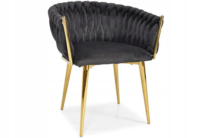 Samtstuhl GLAMOUR – goldene Beine, modernes Schwarz – Produktabbildung 6