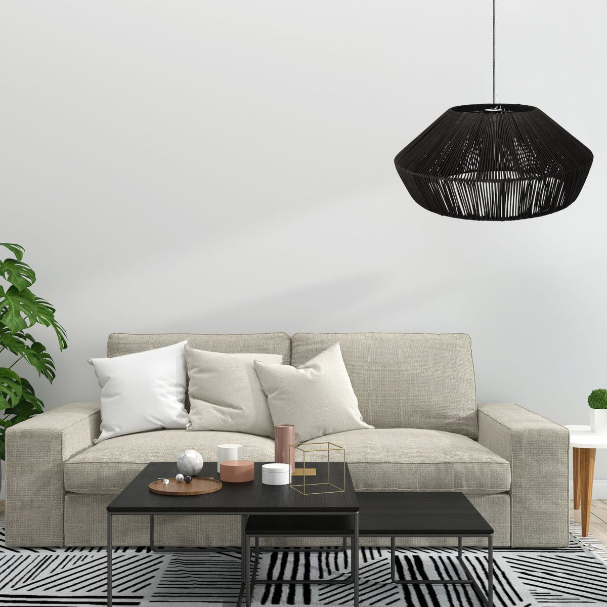 Hängeleuchte aus natürlichem Rattan – 50 cm (schwarz) – Produktabbildung 2