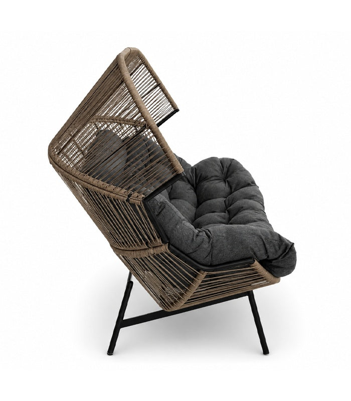 Modernes Gartensofa / Doppel-Kuschelsessel in Cocoon-Form – Naturbraun & Graphit – Produktabbildung 8
