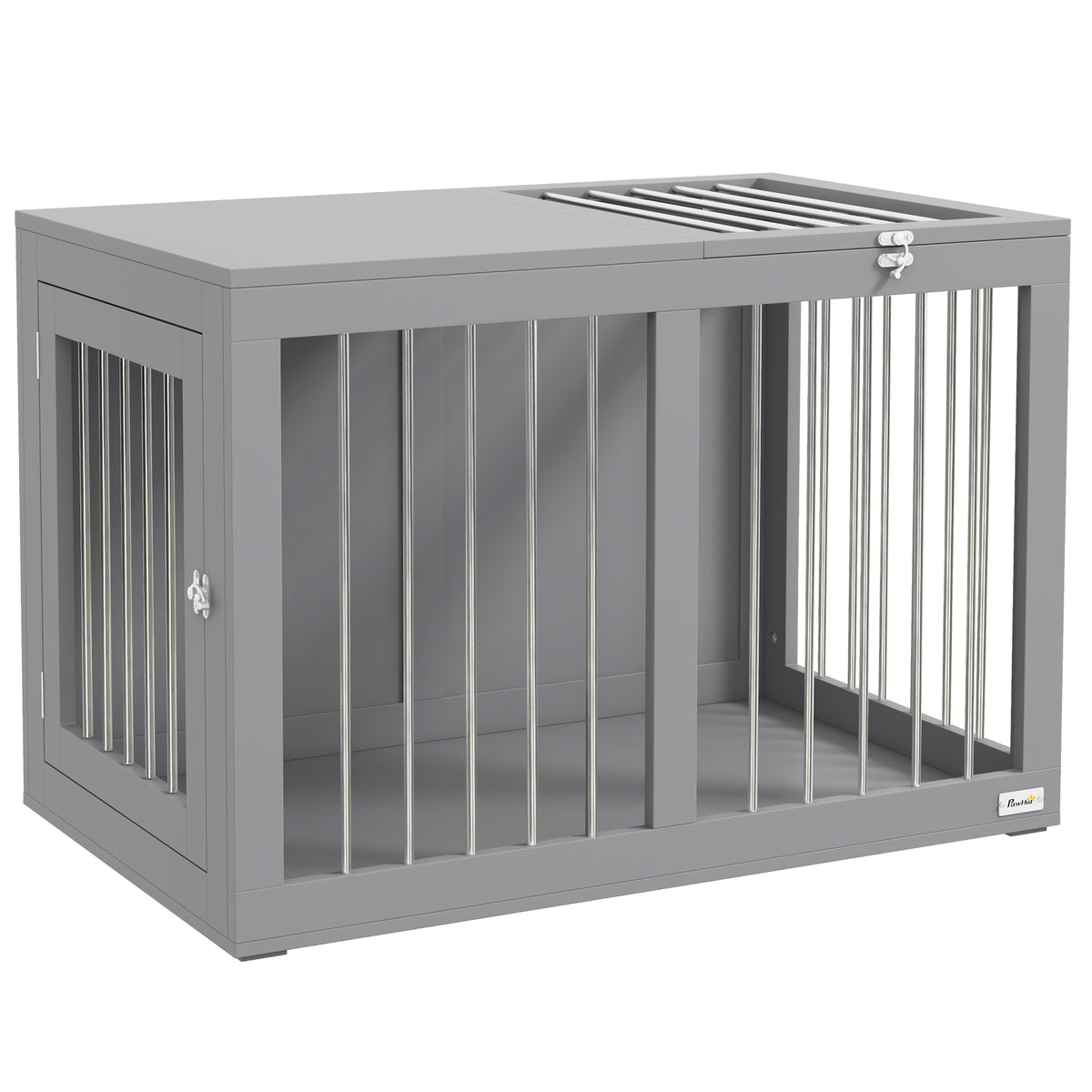 PawHut Hundekäfig Hundebox Hundetransportbox, 2 Türen, verriegelbar, Stahlgitter, 80 cm x 50 cm x 56,5 cm