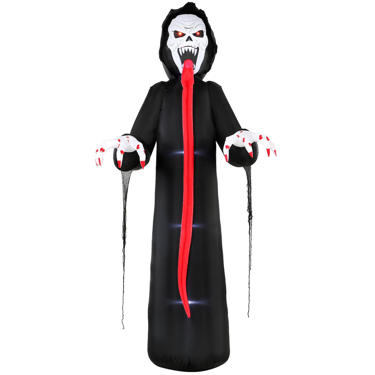 Outsunny Aufblasbares Halloween-Skelett, 310 cm, mit integrierten LED-Lichtern, gruselige Deko für Innen- und