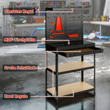 HOMCOM Werkbank 80 x 40,5 x 155 cm Werkzeugbank mit Lochwand, Haken, Schublade, 2 Ablagen für Werkstatt – Produktabbildung 4