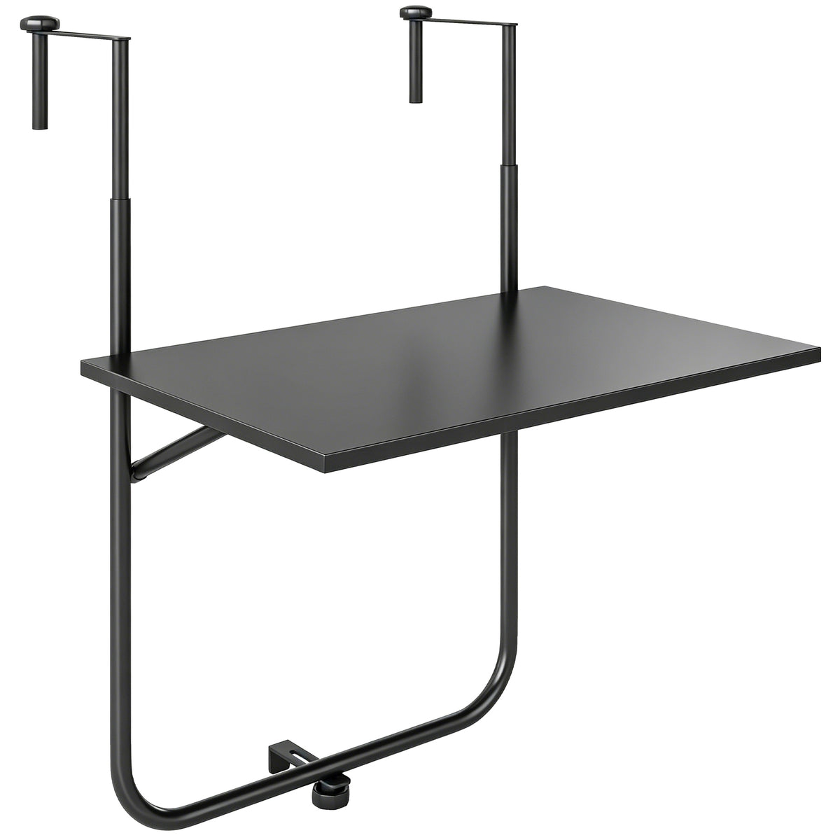 Balcony table, for railings 6-15cm thick, adjustable, stainless metal, 62x60x85.5cm, black