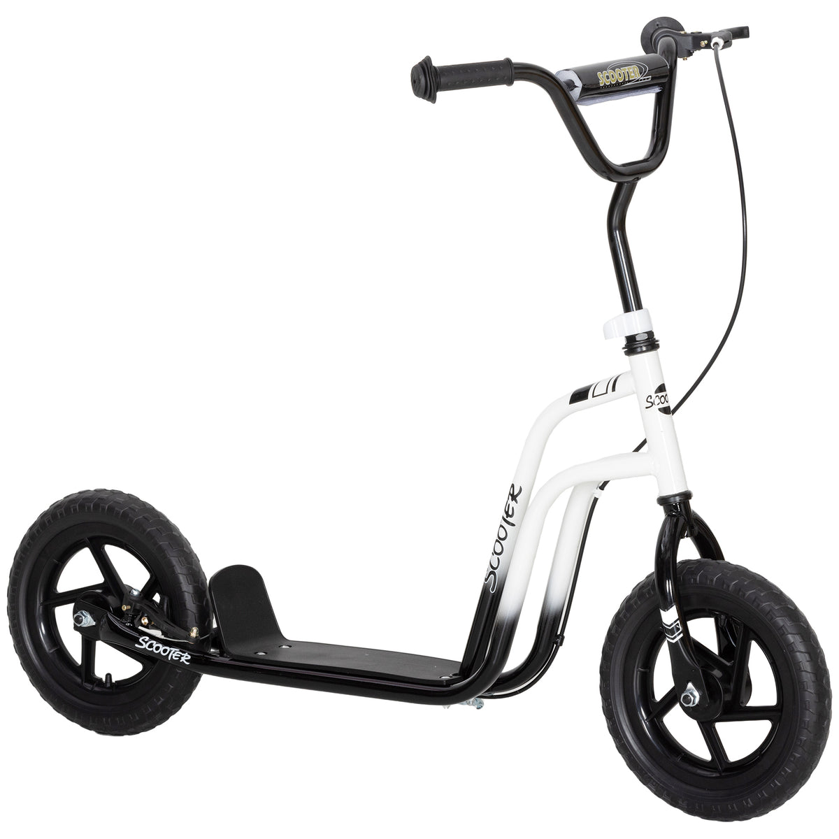 Kinderroller mit verstellbarem Lenker, große Räder, Parkständer, Handbremse, für Kinder im Alter von 5-12