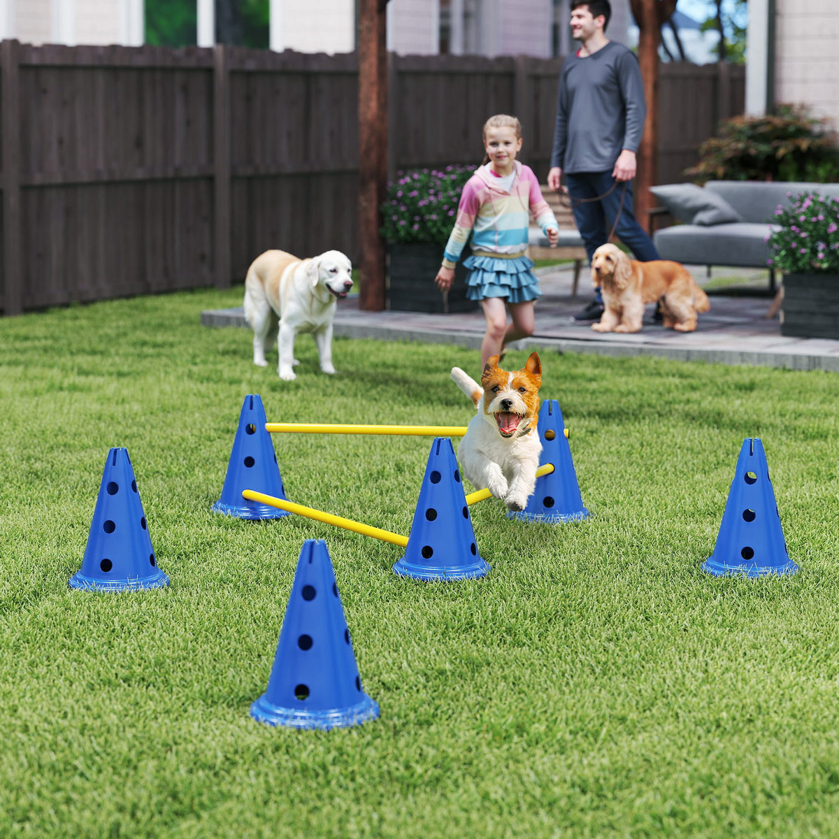 PawHut Agility Set Hunde 3-teiliges Agility-Ausrüstung für Hundetraining Steckhürdenset mit 6 Kegel 3 – Produktabbildung 2