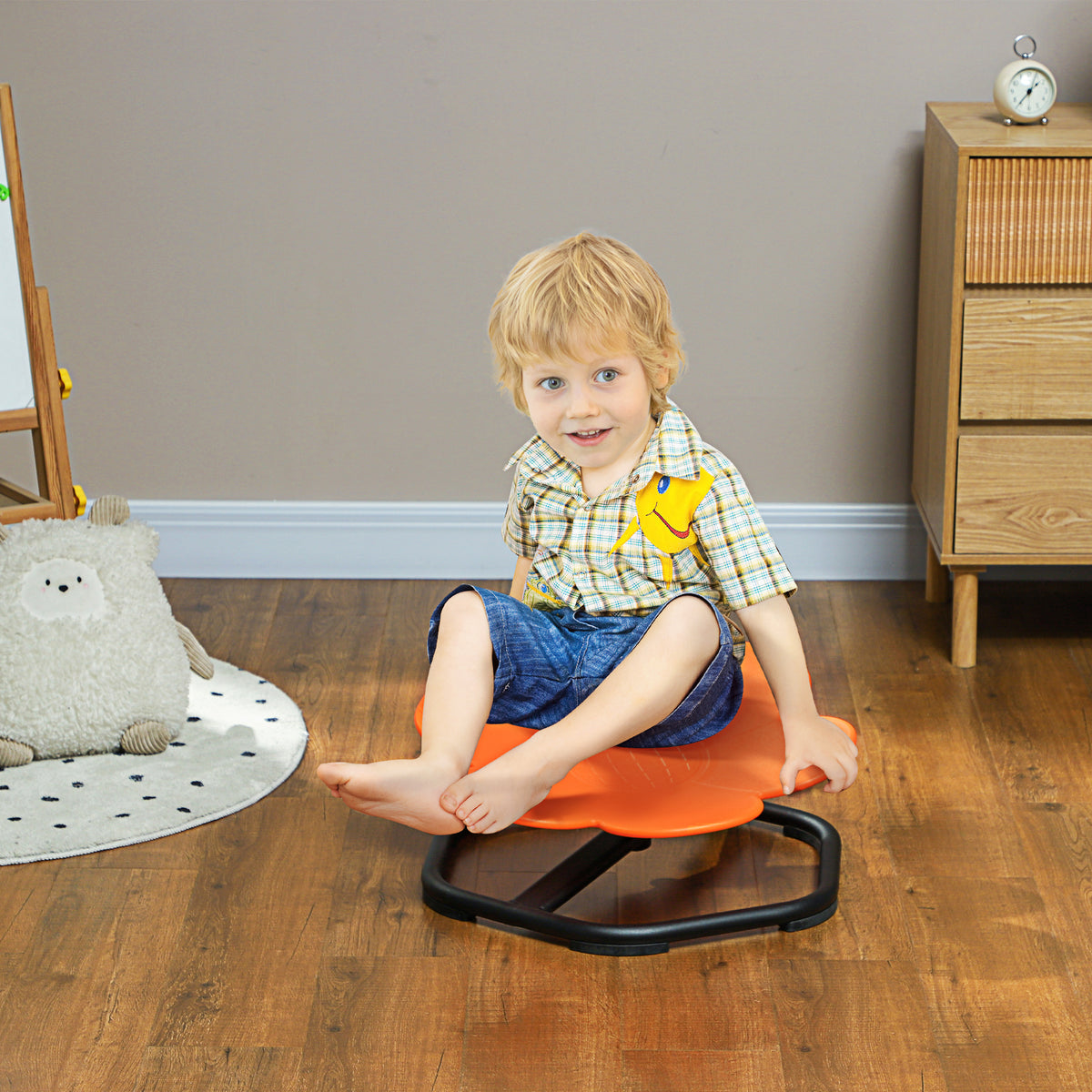 Sensorischer Kinderstuhl, Drehstuhl für Autismus, Sensorischer Balance Training Sitz Kunststoff Orange – Produktabbildung 2