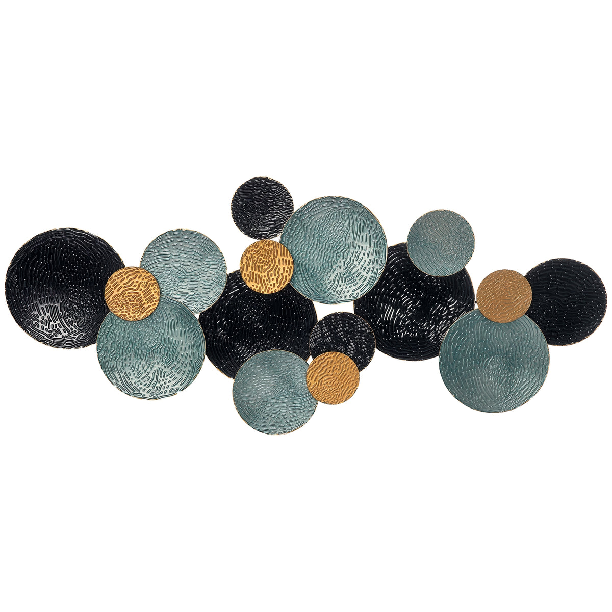 3D wall decoration with circles 121 cm x 4 cm x 53 cm metal blue + black