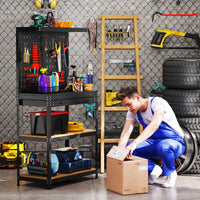 HOMCOM Werkbank 80 x 40,5 x 155 cm Werkzeugbank mit Lochwand, Haken, Schublade, 2 Ablagen für Werkstatt – Produktabbildung 8