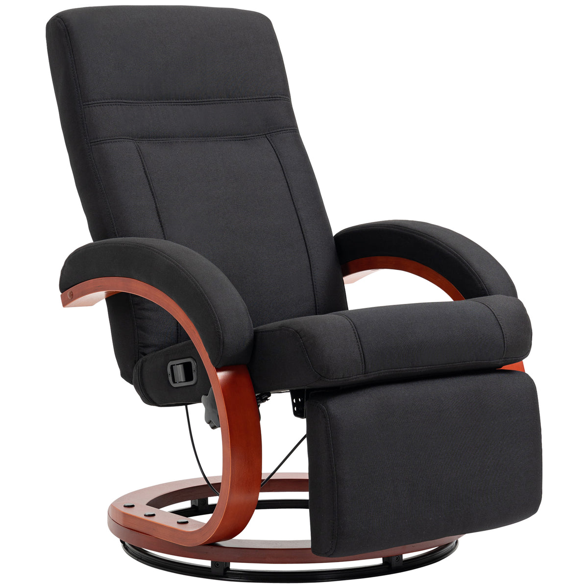 Recliner chair with reclining function, TV chair with high backrest, ergonomic armrest, footrest, wooden base