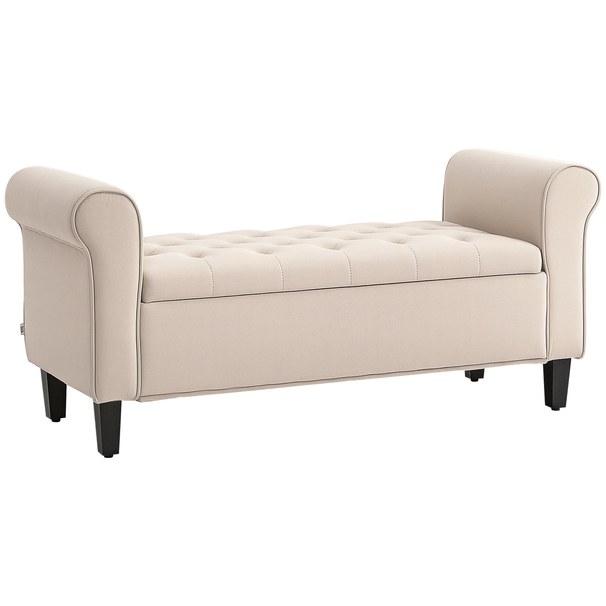 HOMCOM Sitzbank im Vintage-Design, Sitzbank mit Stauraum, Samtoptik, Beige
