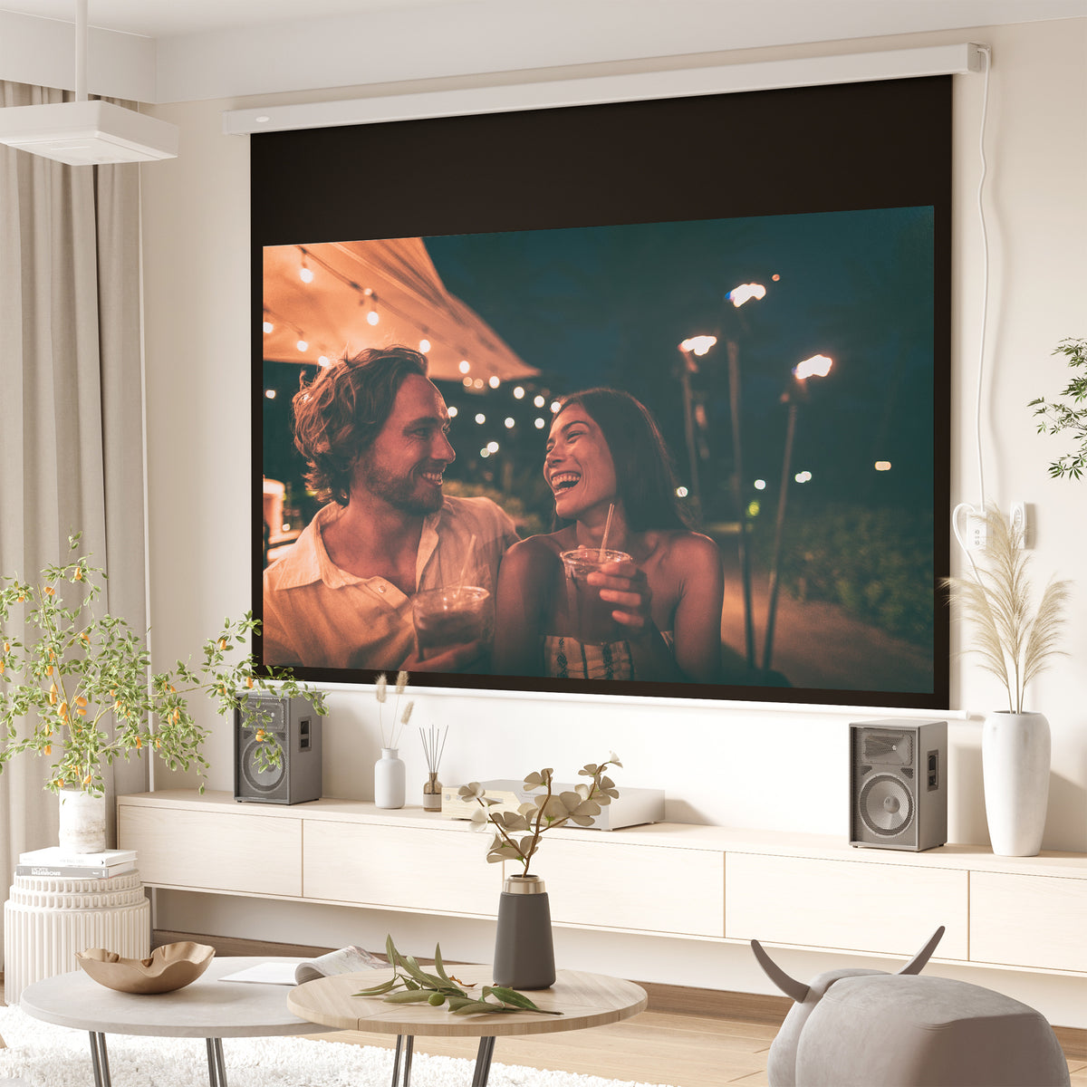 HOMCOM Beamer Leinwand 247 x 168 cm 100 Zoll 16:9 HD 4K Projektionsleinwand Elektrisch mit Fernbedienung – Produktabbildung 2