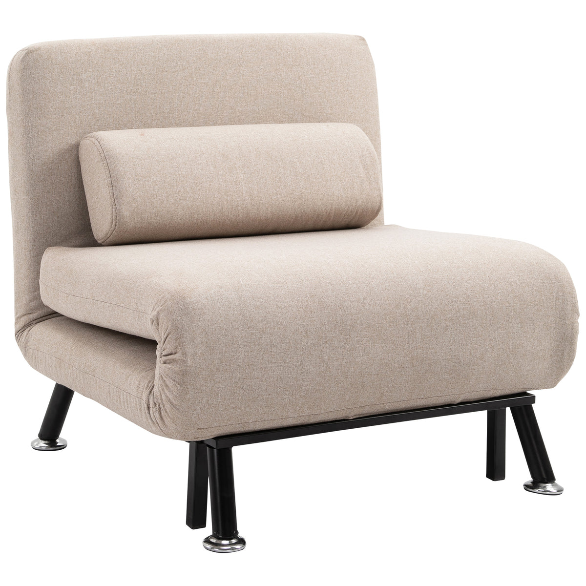 HOMCOM Klappsessel mit Bettfunktion, klappbarer Relaxsessel in Leinenoptik, Verstellbare Rückenlehne, 75 x 70
