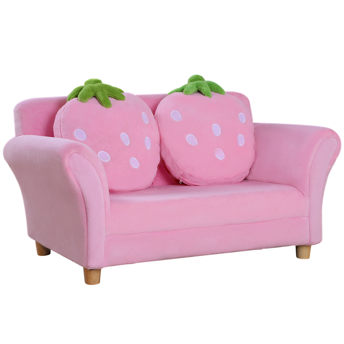 HOMCOM Kindersessel Kindersofa mit Korallenvlies-Optik, massiven Holzfüßen Sessel aus Schaumstoff Kinderstuhl
