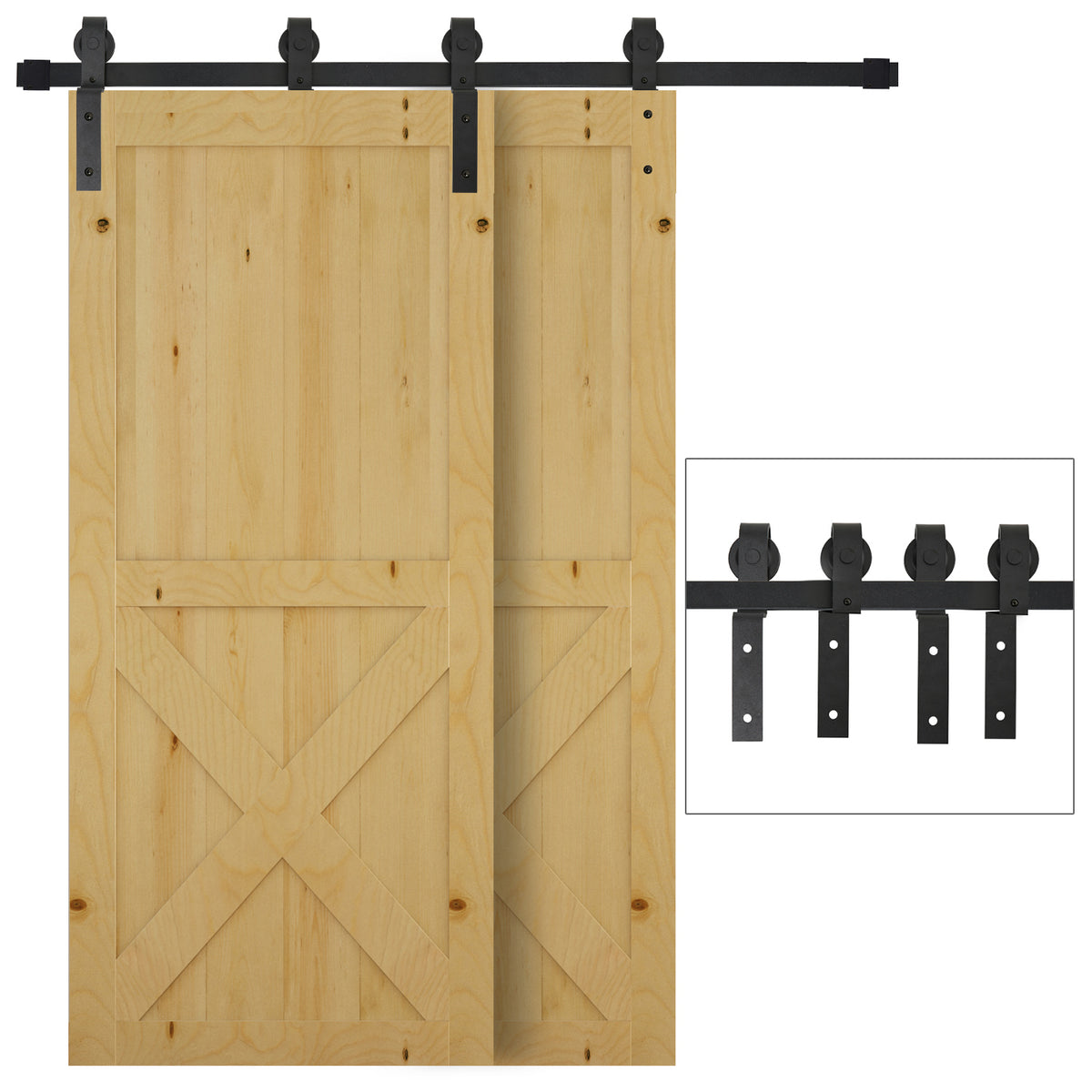 HOMCOM 200 cm Schiebetür Komplettset Schiebetürbeschlag, Schiebetür Laufschiene, Schiebetürsystem für
