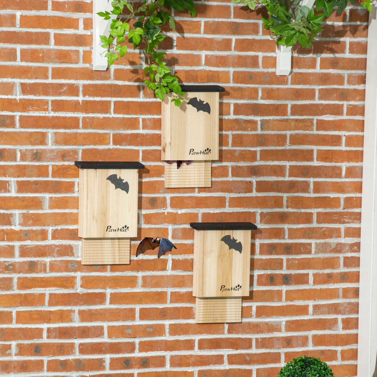 PawHut 3er-Set Fledermaushaus, wetterbeständig, bis zu 3 Fledermäuse pro Haus, behandeltes Tannenholz – Produktabbildung 2