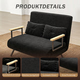 Sofa bed, 2-seater sofa, velvet sofa, sleep function, incl. 2 cushions, velvet look, black (6)