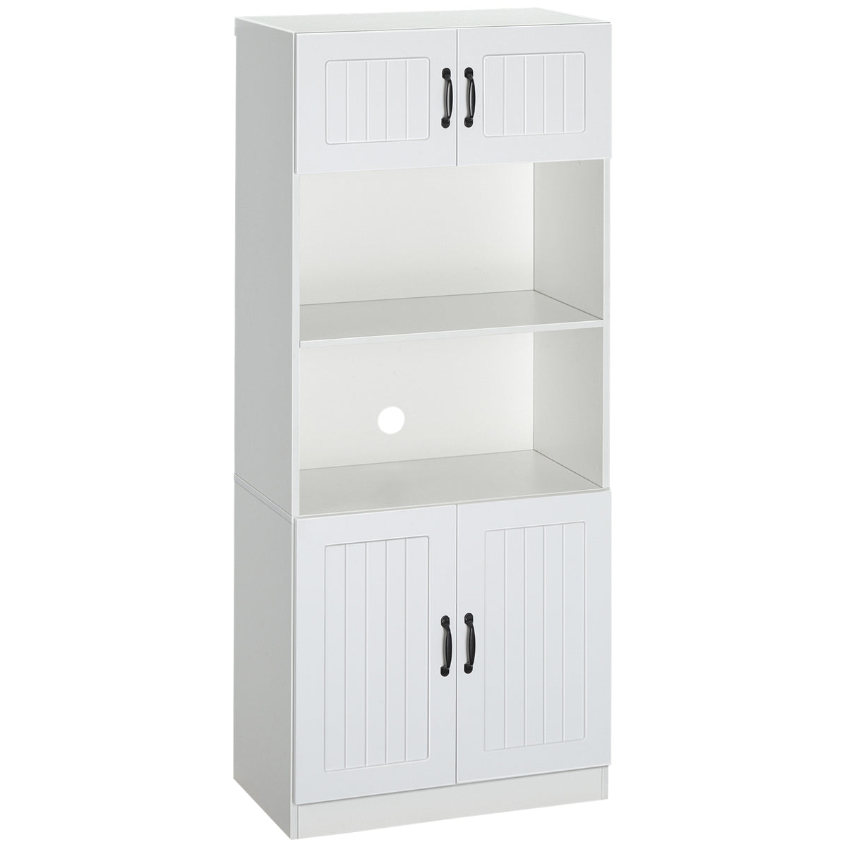 HOMCOM Küchenschrank Küchenbüffet Schrank, Landhausstil, 2 Schränke, 2 Regale, 70 cm x 40 cm x 170 cm Weiß +