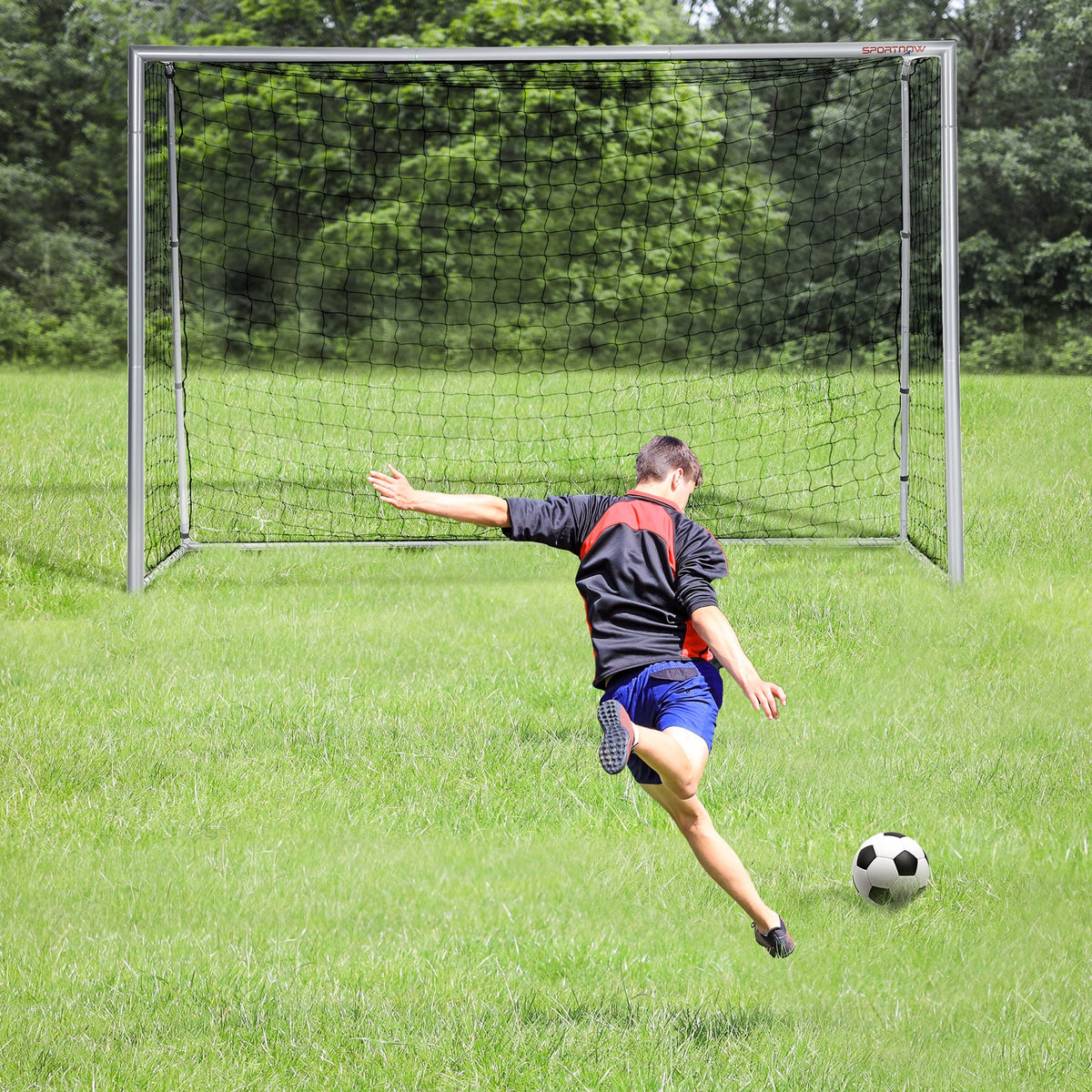 Weatherproof soccer goal, robust net, sturdy metal frame, easy assembly, 300 x 200 x 120 cm (2)