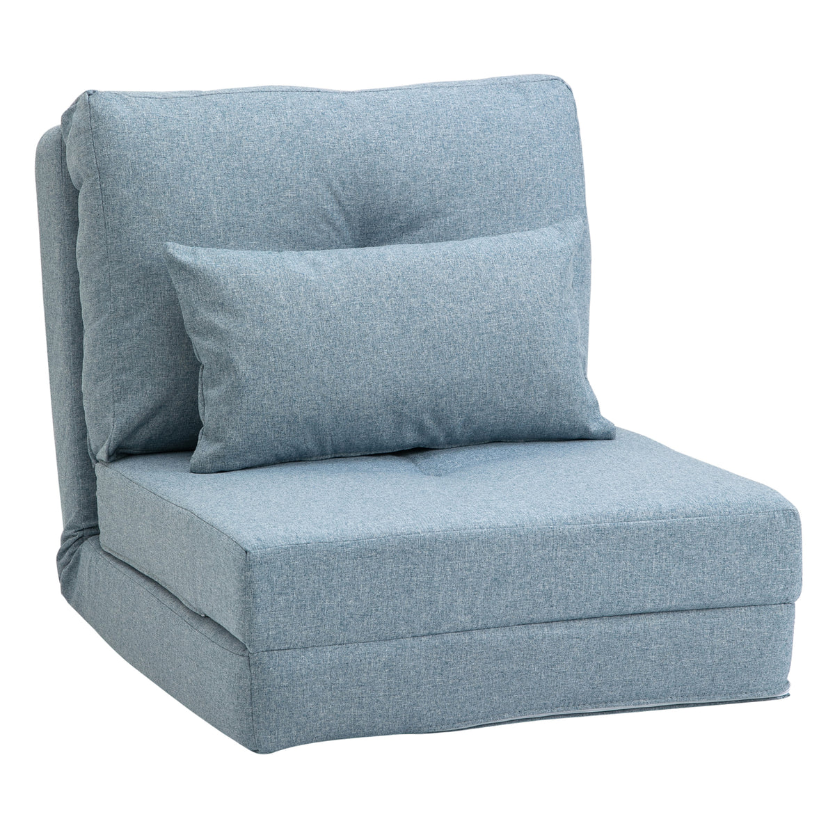 HOMCOM Bodensessel Klappmatratze Schlafmatte, 2-in-1-Design, abnehmbares Kissen, 60 x 80 x 56 cm, Himmelblau