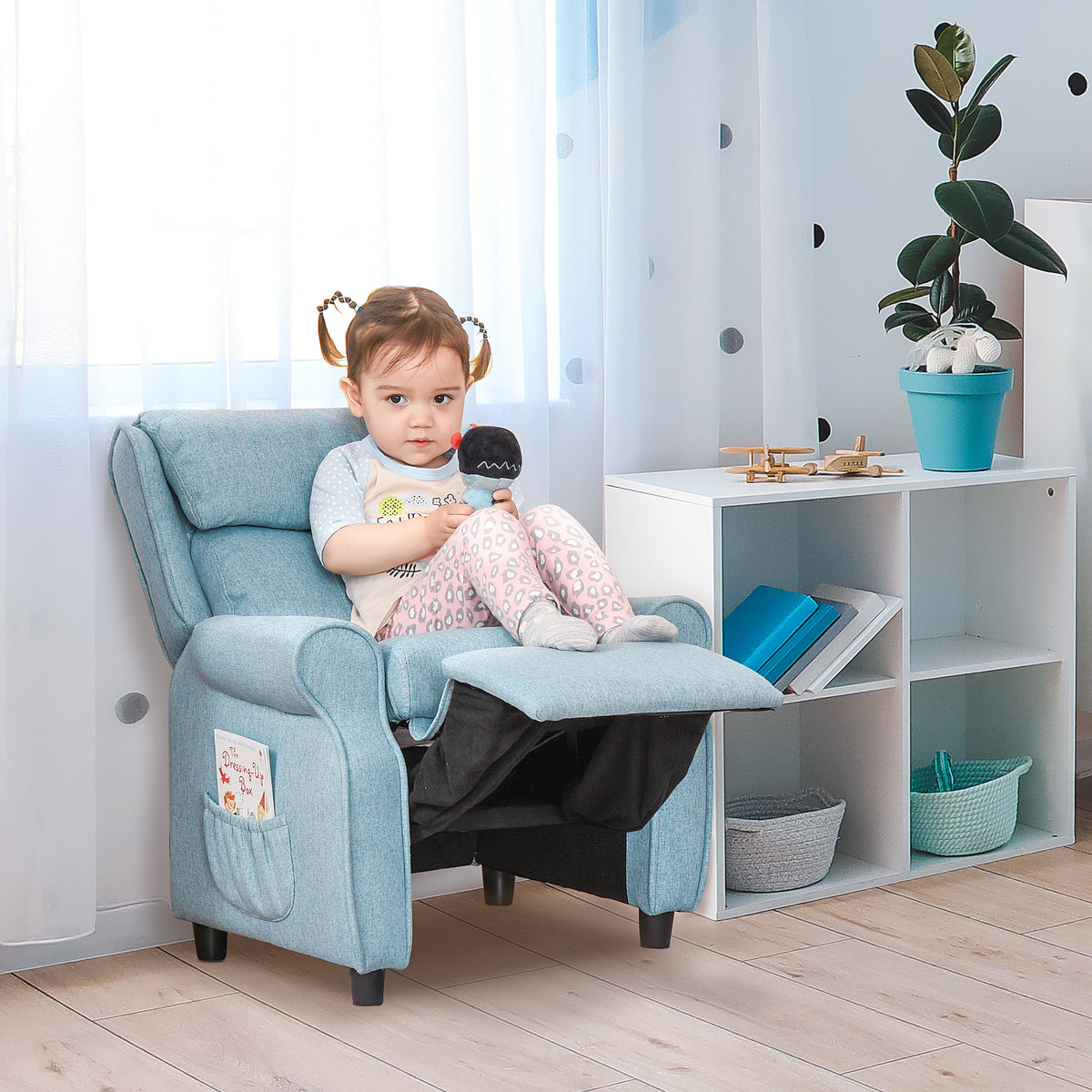 Kindersofa Kindersessel mit Fußstütze Armlehne verstellbare Rückenlehne Relaxsessel Kindercouch Stuhl – Produktabbildung 2