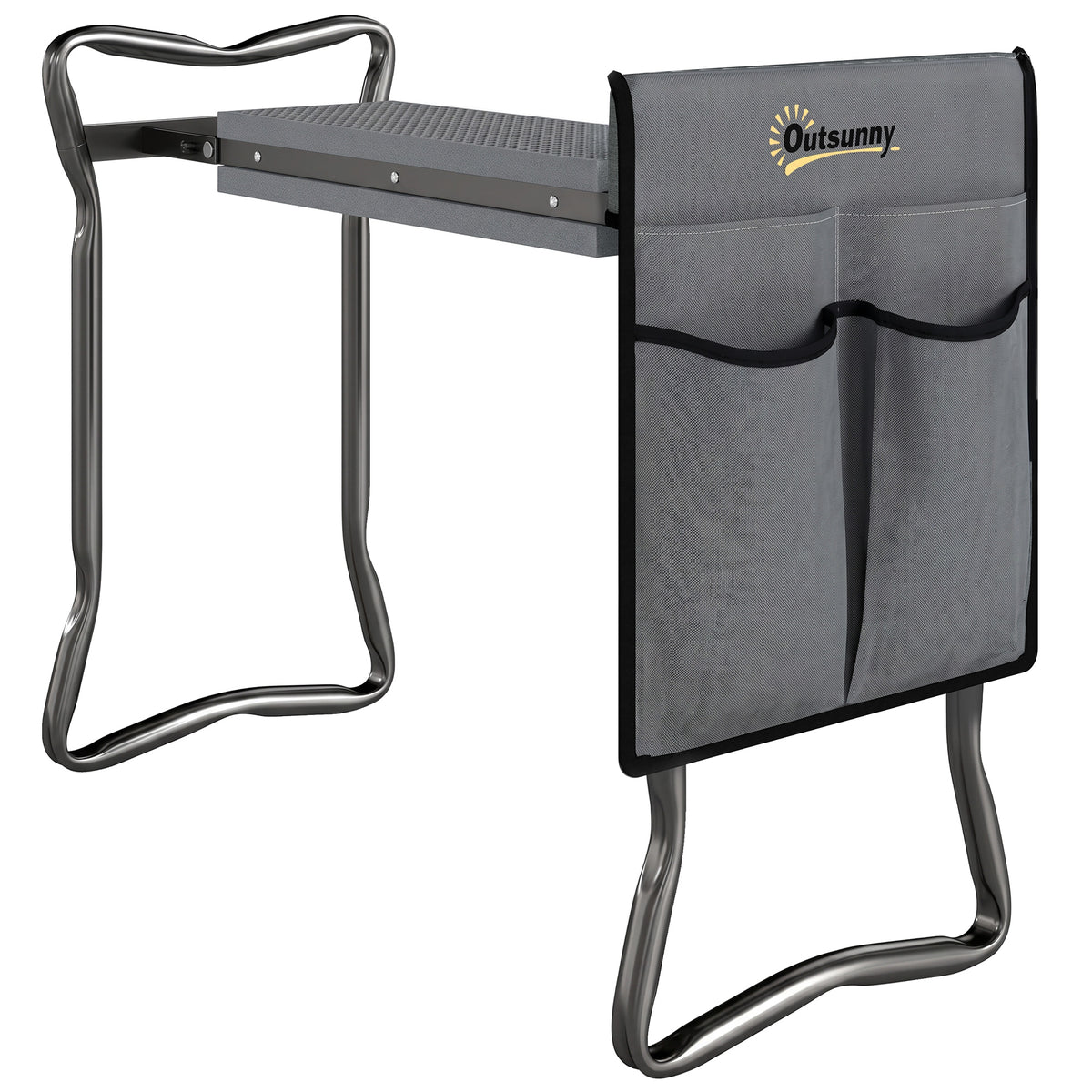 Outsunny Kniebank für Gartenarbeit klappbar Gartenhocker mit Kniekissen Werkzeugtaschen bis 150 kg 58 x 28 x