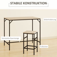 Bar table set, high table with 4 bar stools, 5-piece table set, steel/oak (5)