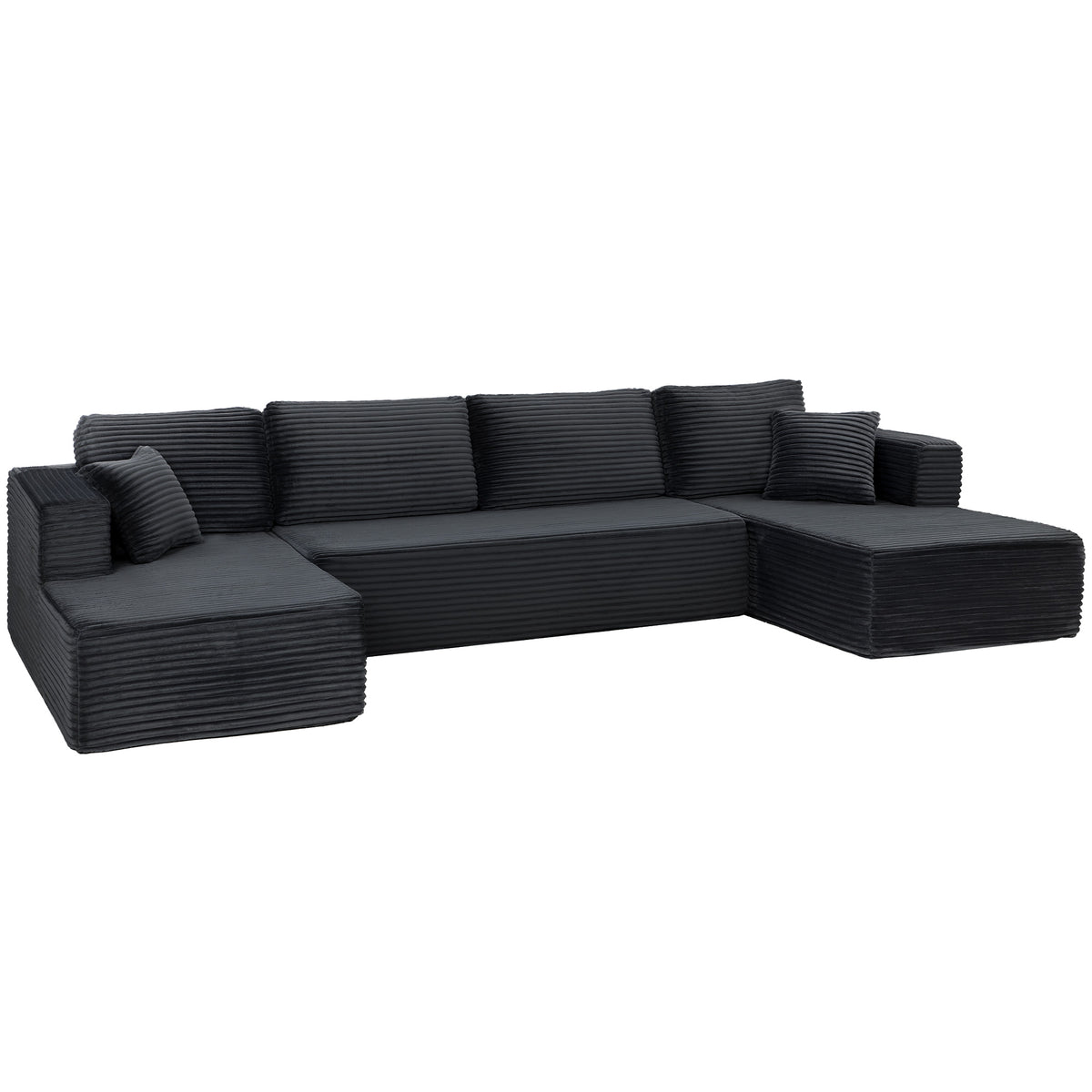 HOMCOM Modulares U-Sofa mit 2 Chaiselongues, Cord-Schlafsofa mit hochdichtem Schaumstoff und Federpolsterung