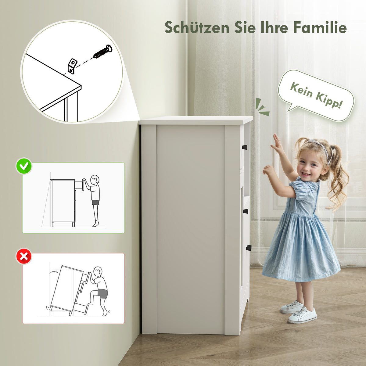 HOMCOM Küchenschrank mit Kabelloch, Kommode mit 2 Schränken, offenes Fach, Schublade, 80 x 35 x 72,2 cm – Produktabbildung 6