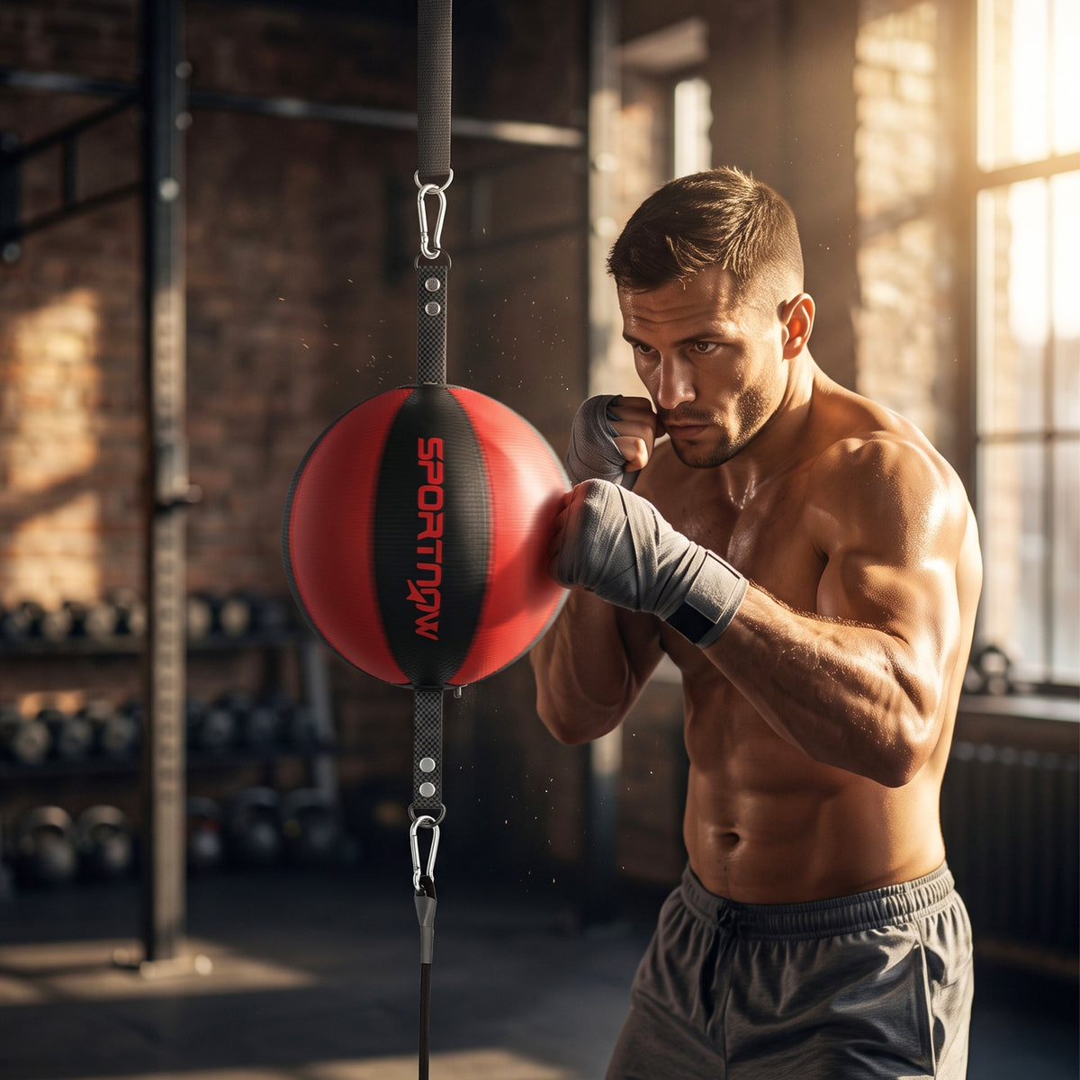 Boxgestell Doppelend Boxtraining mit Bungee-Seil verstellbare Seilschnalle Clip-on Montage – Produktabbildung 2